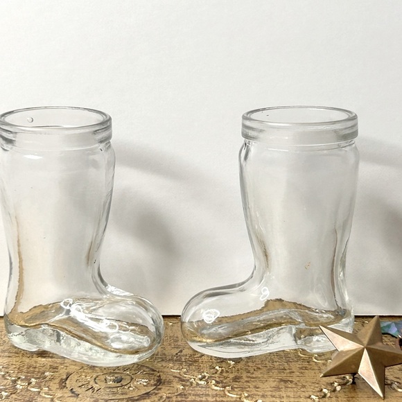 SET of 6 Cowboy Boots‎ 1.5oz Vintage Clear Shot Glasses - Picture 4 of 13